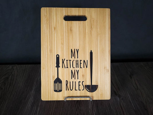 Laser Engraved "My Kitchen My Rules" Board
