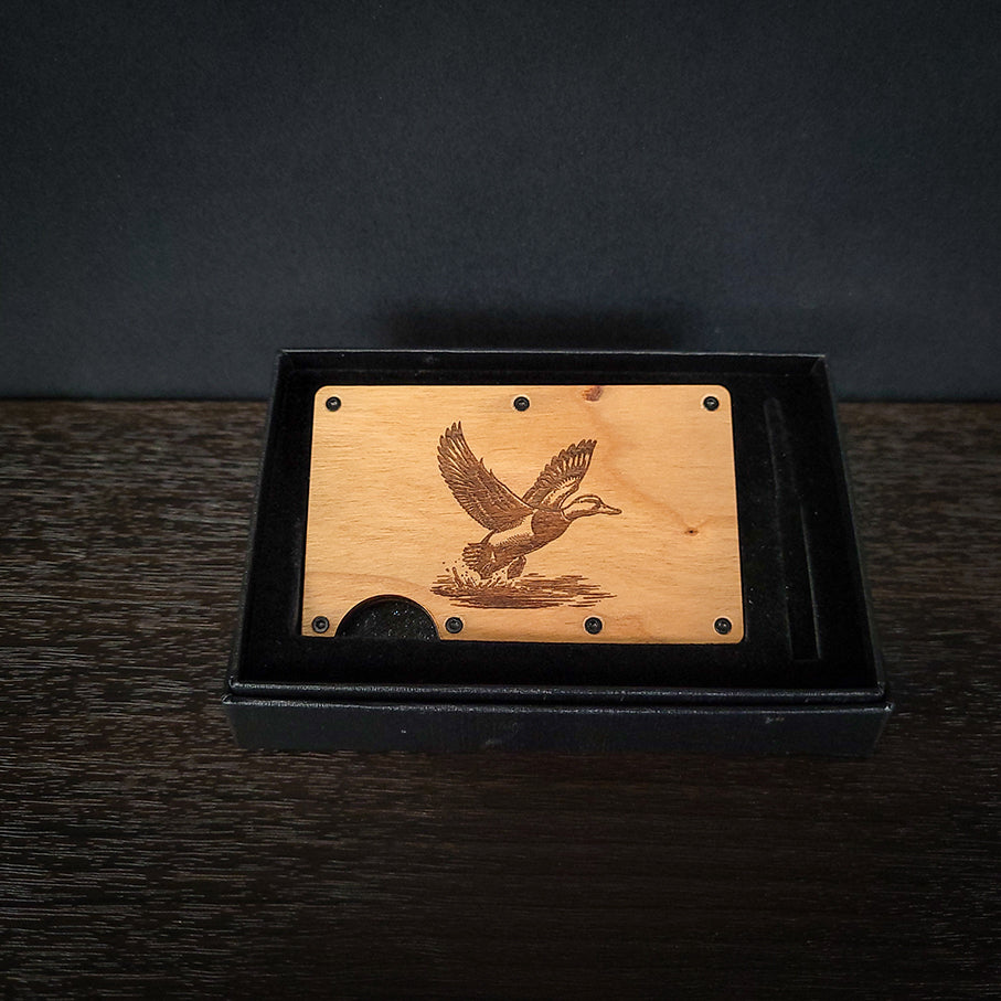 Flying Duck Laser Engraved Wooden Wallet