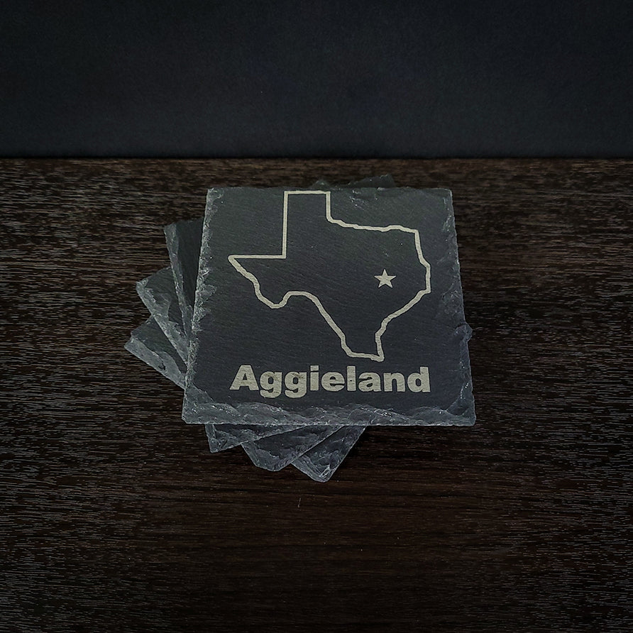 Aggieland Laser Engraved Slate Coaster Set