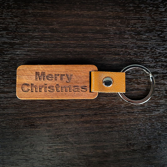 Laser Engraved Wooden Merry Christmas Keychains