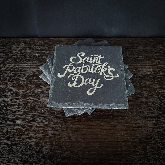 St Patrick's Day Laser Engraved Slate Coaster Set