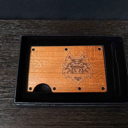 Wolf Laser Engraved Wooden Wallet