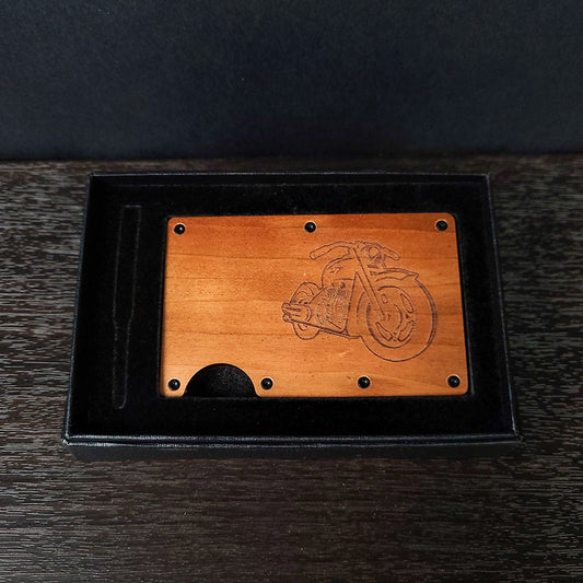 Motorcycle Laser Engraved Wooden Wallet