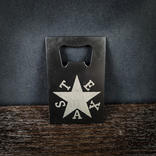 Laser Engraved Texas Star Credit Card Bottle Opener
