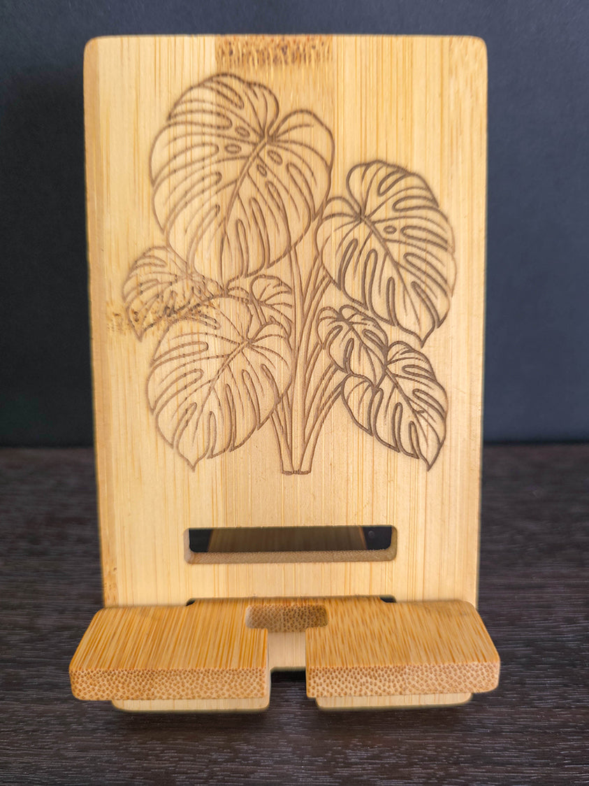 Monstera Plant Engraved Phone Stand