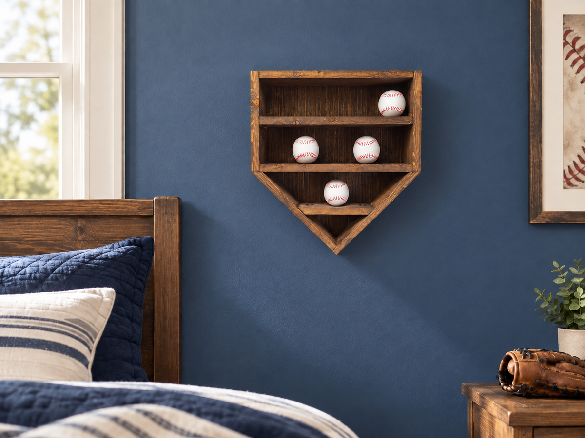 Rustic Home Plate Baseball Display
