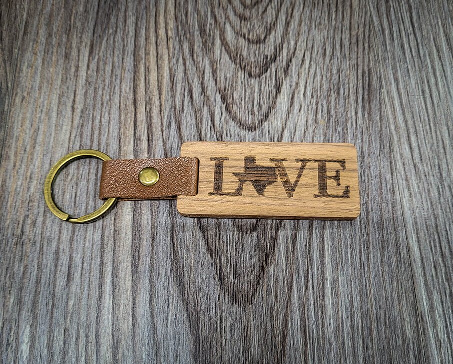 Laser Engraved Wooden LOVE Keychains