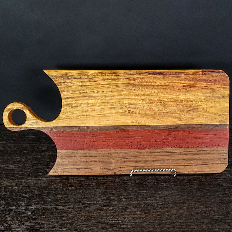 Canary, Padauk, and Walnut Charcuterie Board