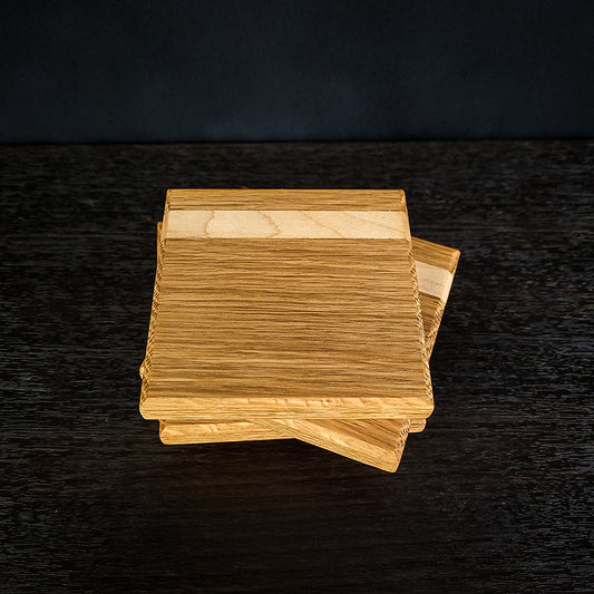 Maple and Monkey Pod Wooden Coaster Set