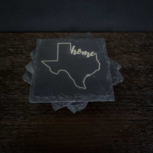 Texas Home Laser Engraved Slate Coaster Set