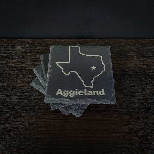 Aggieland Laser Engraved Slate Coaster Set