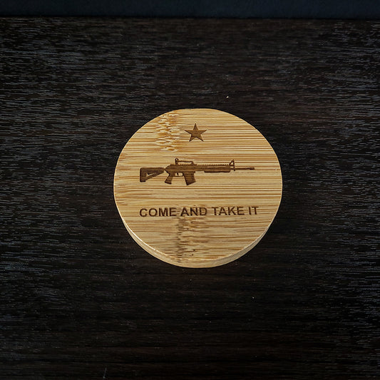 Come and Take it AR Laser Engraved Bamboo Magnetic Bottle Opener