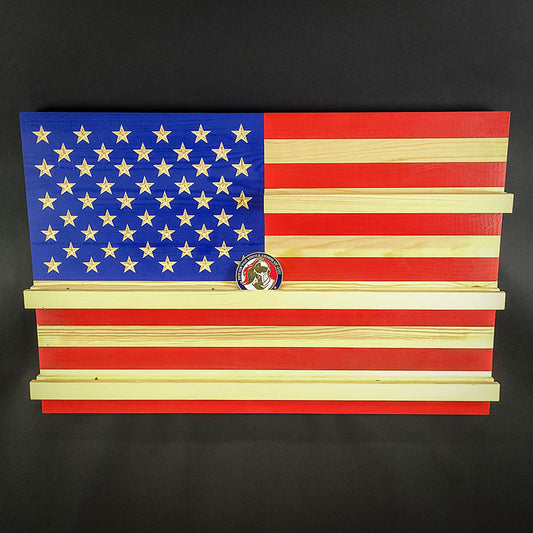 Wooden American Flag Challenge Coin Holder