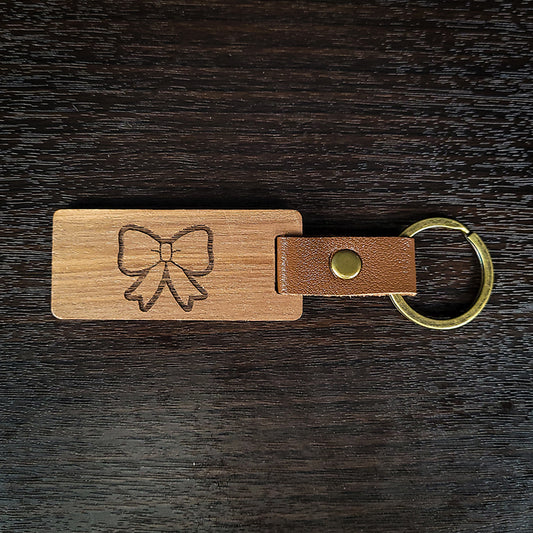 Laser Engraved Wooden Bow Keychains