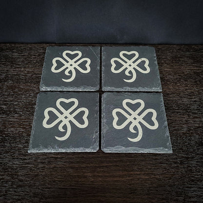 Celtic Clover Laser Engraved Slate Coaster Set