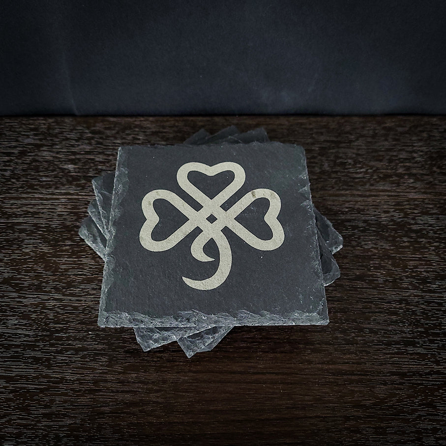 Celtic Clover Laser Engraved Slate Coaster Set