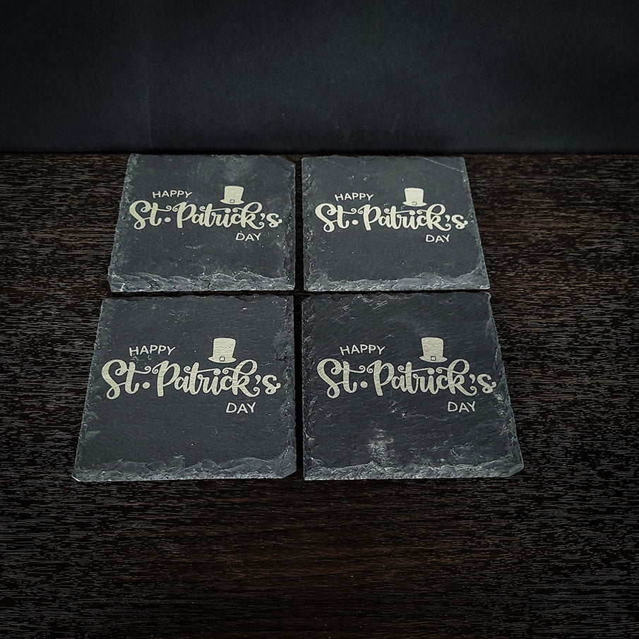 Happy St. Patrick's Day Laser Engraved Slate Coasters