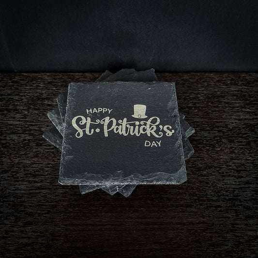 Happy St. Patrick's Day Laser Engraved Slate Coasters