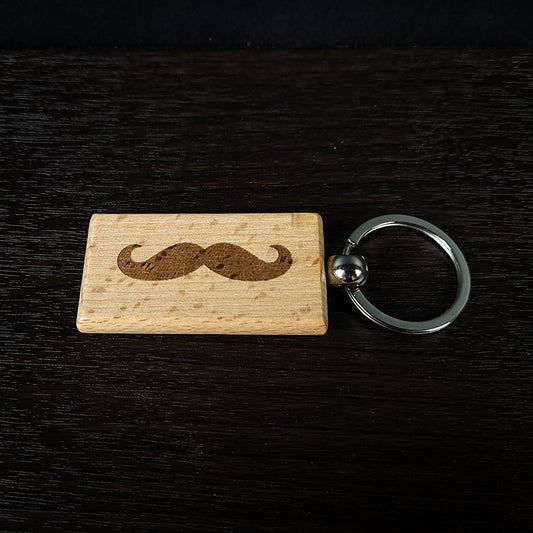 Mustache Laser Engraved Key Chain