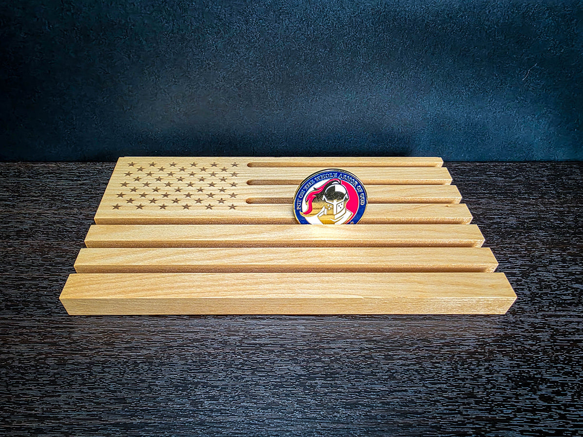 American Flag Challenge Coin Display