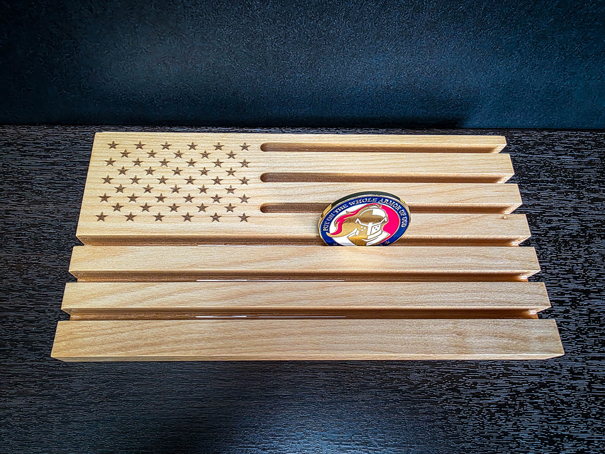 American Flag Challenge Coin Display