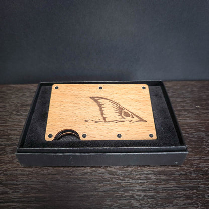 Laser Engraved Tailing Red Fish Wooden Wallet
