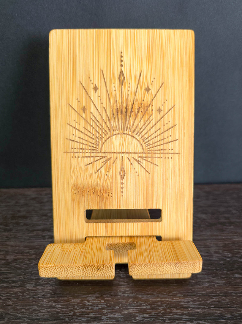 Sunburst Design Engraved Phone Stand