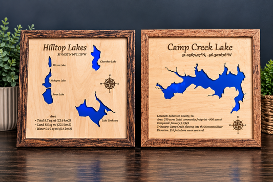 Personalized Wooden Lake Map Wall Art